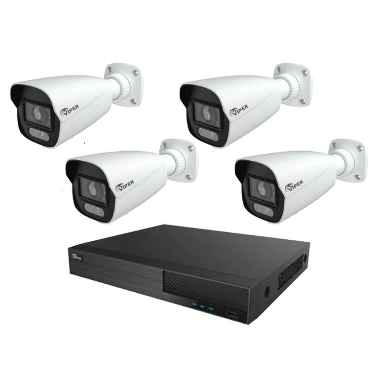 8MP IP 4 White Bullet Camera with Dual Lights CCTV System With 4TB HDD