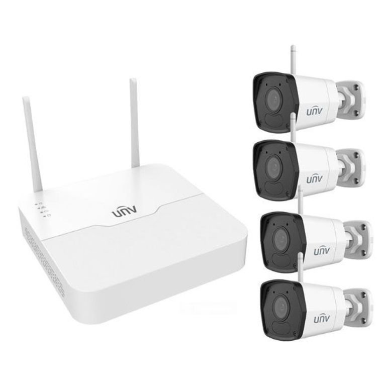 WiFi SET with 4 vandal-proof HD WiFi bullet cameras + 4-channel 4K WiFi NVR recorder.